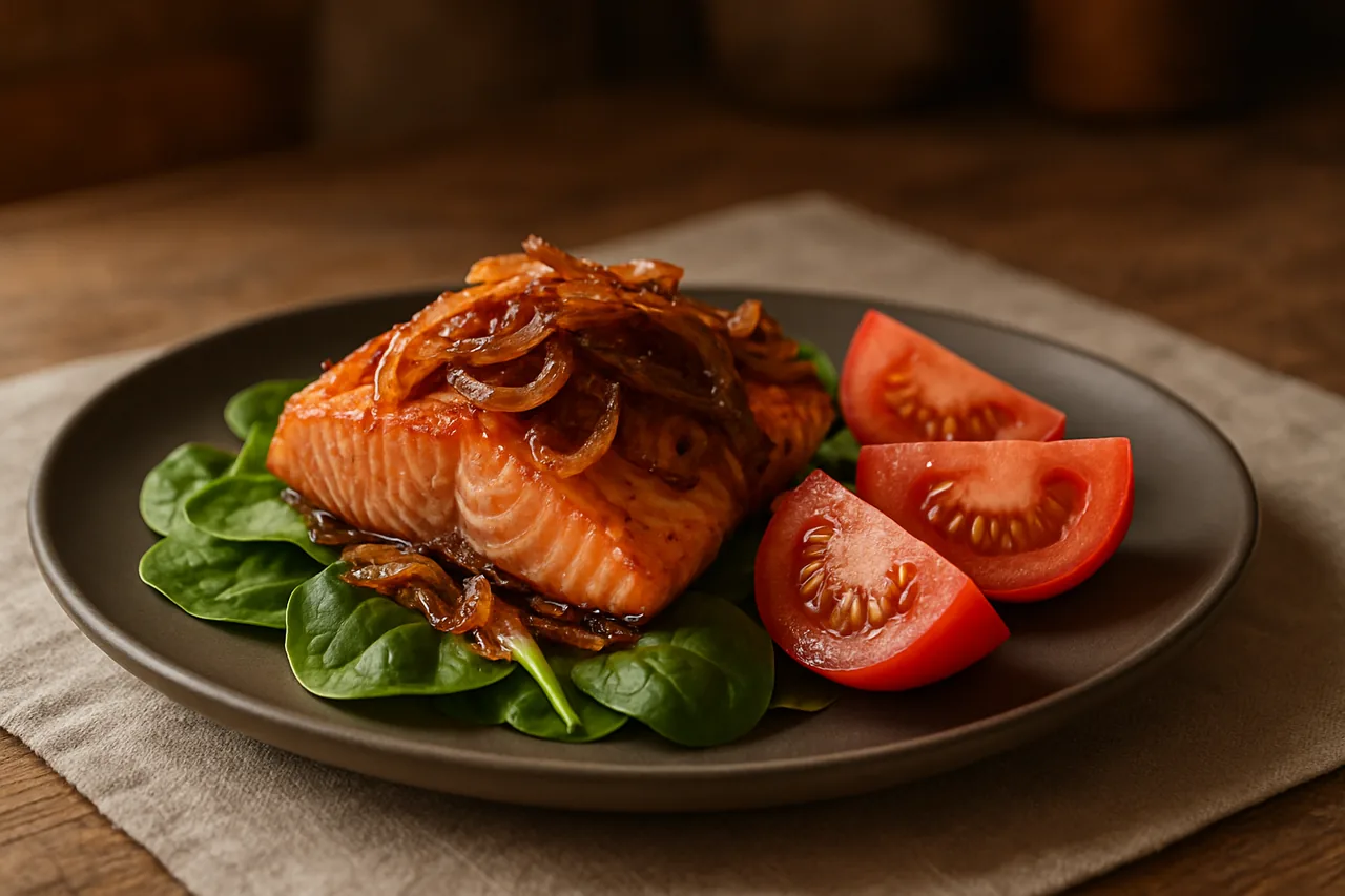 Foto de Salmón con Cebolla y Tomate