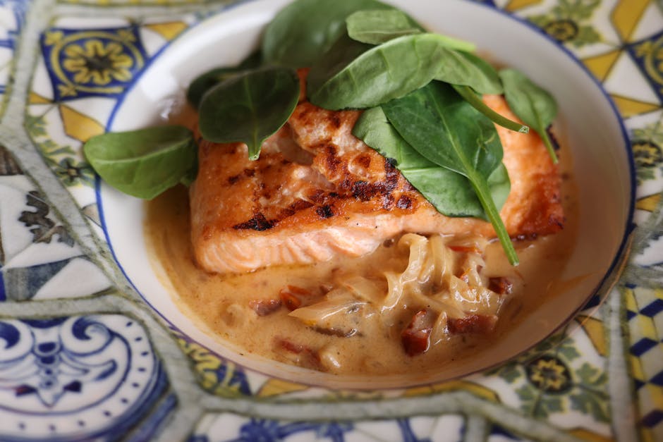 Foto de Salmón con crema de coliflor