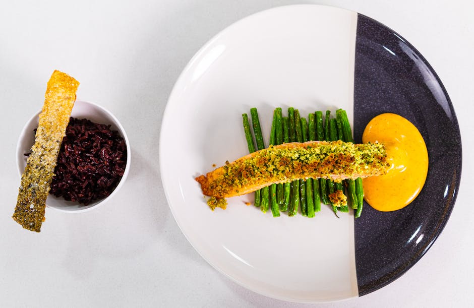 Foto de Salmón con Espárragos y Mayonesa de Azafrán