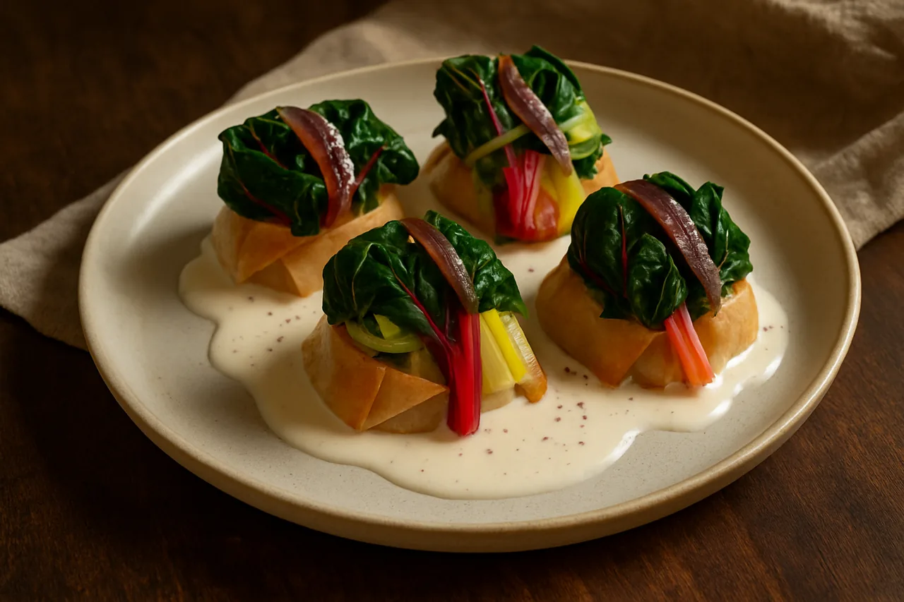 Foto de Saquitos de Verduras con Salsa de Leche