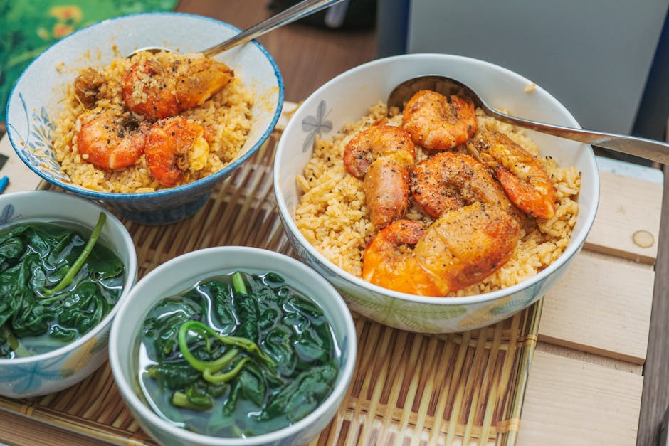 Foto de Sopa de arroz con verduras y gambas