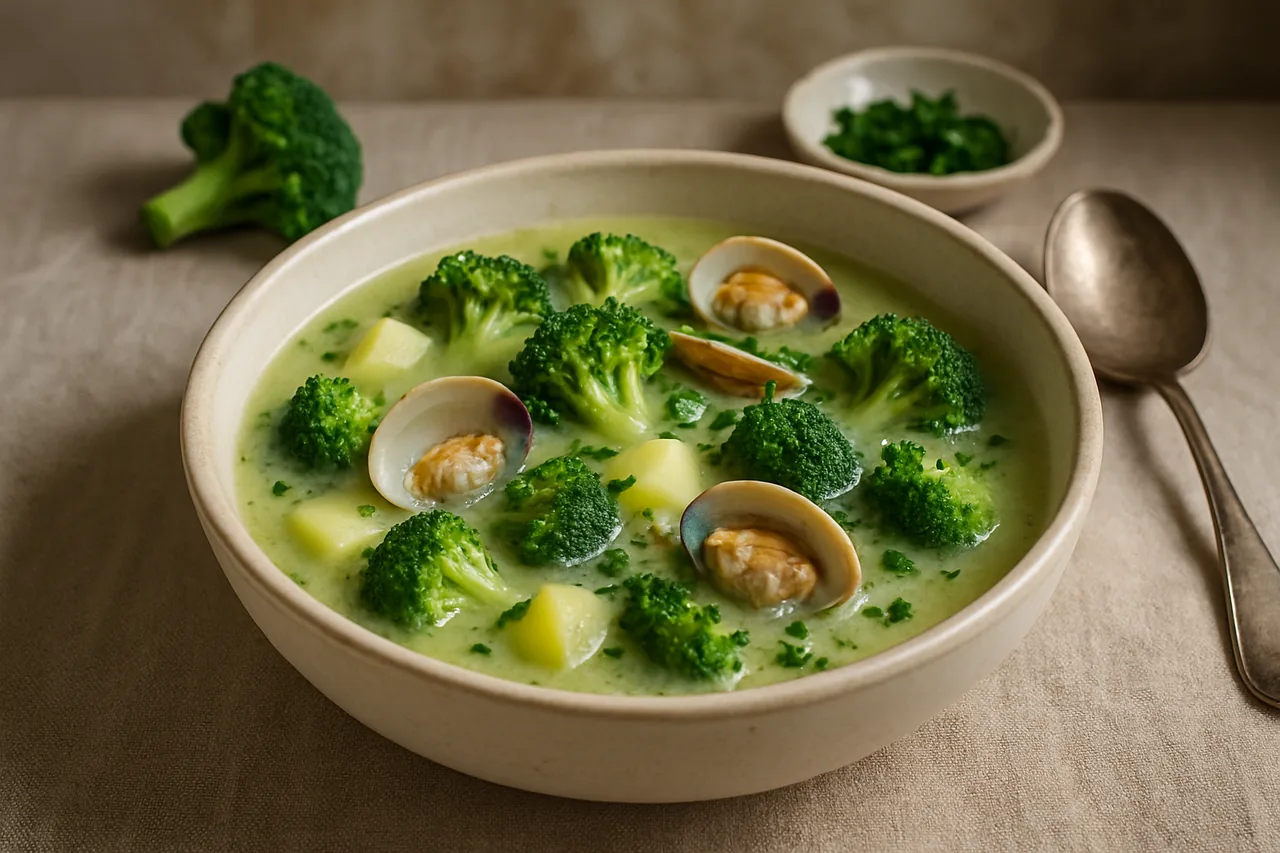Foto de Sopa de brócoli con almejas