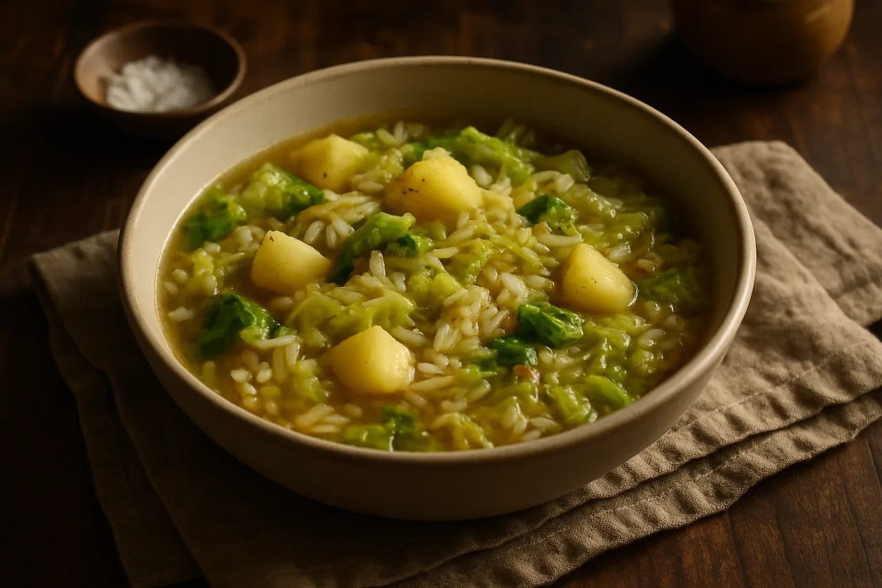 Sopa de col y arroz — receta canaria