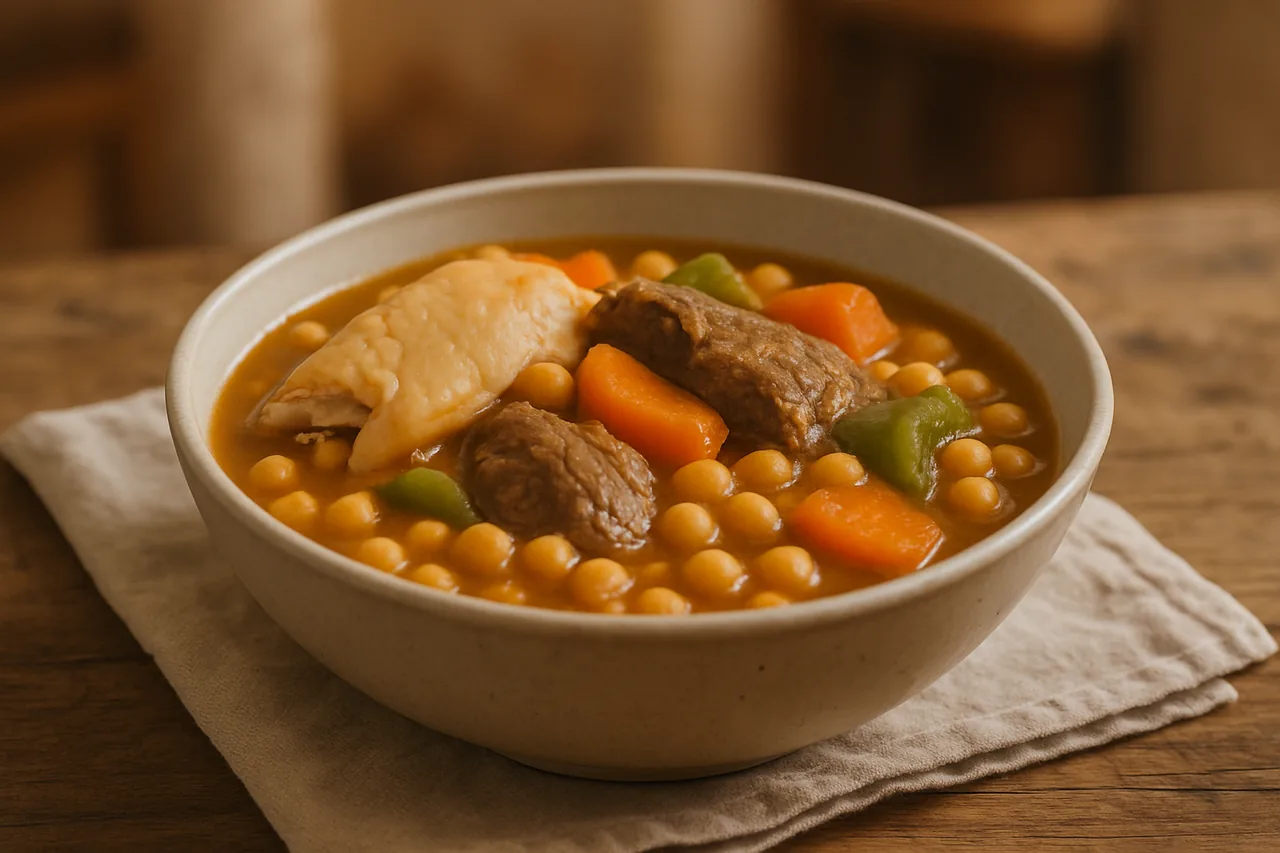 Sopa de Garbanzos con Carne — receta canaria