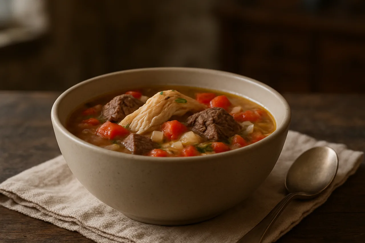 Sopa de pollo y res — receta canaria