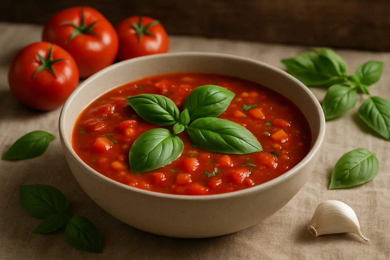 Foto de Sopa de Tomates con Albahaca