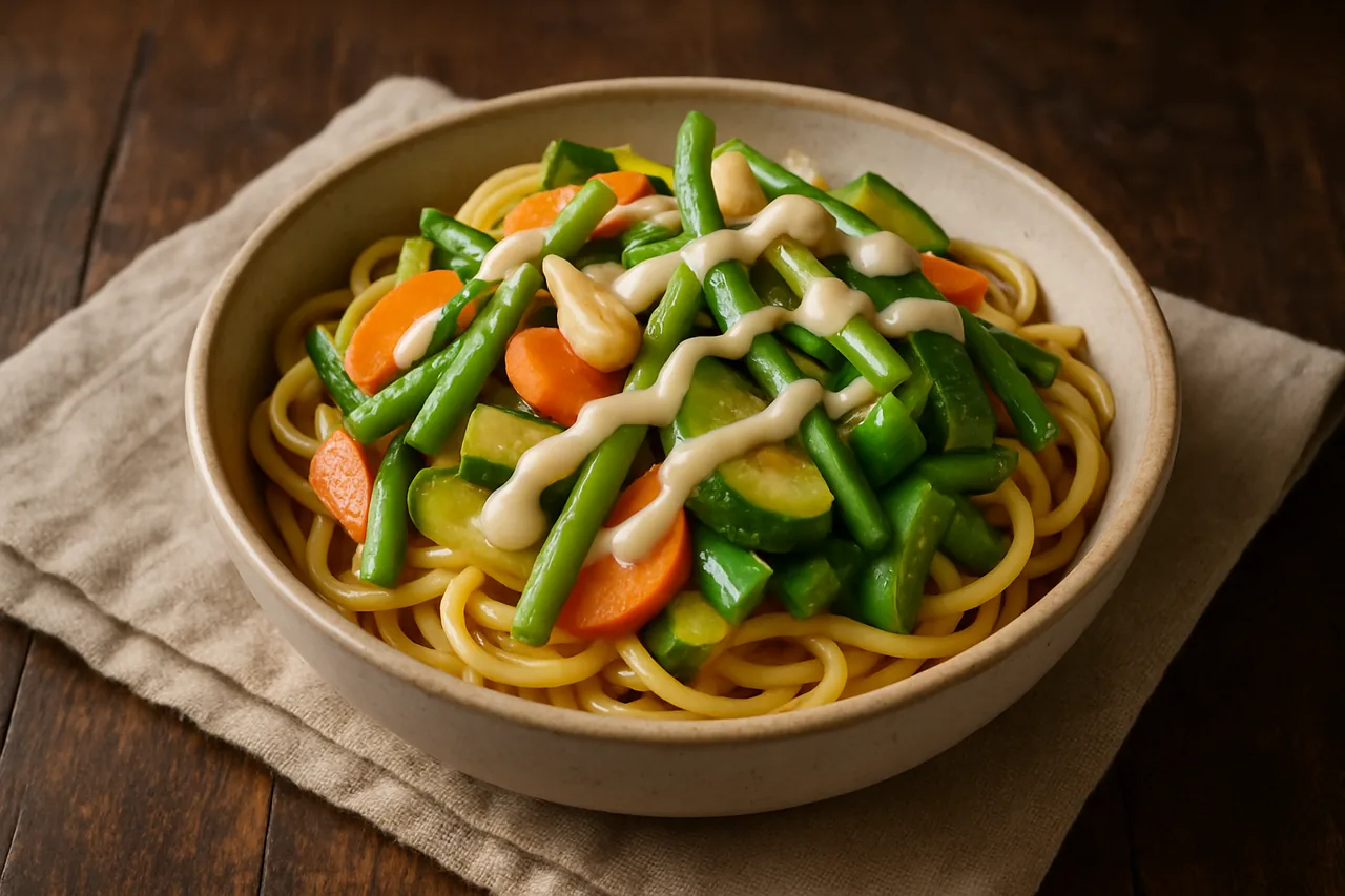 Foto de Tallarines con Verduras y Mayonesa de Ajo y Soja