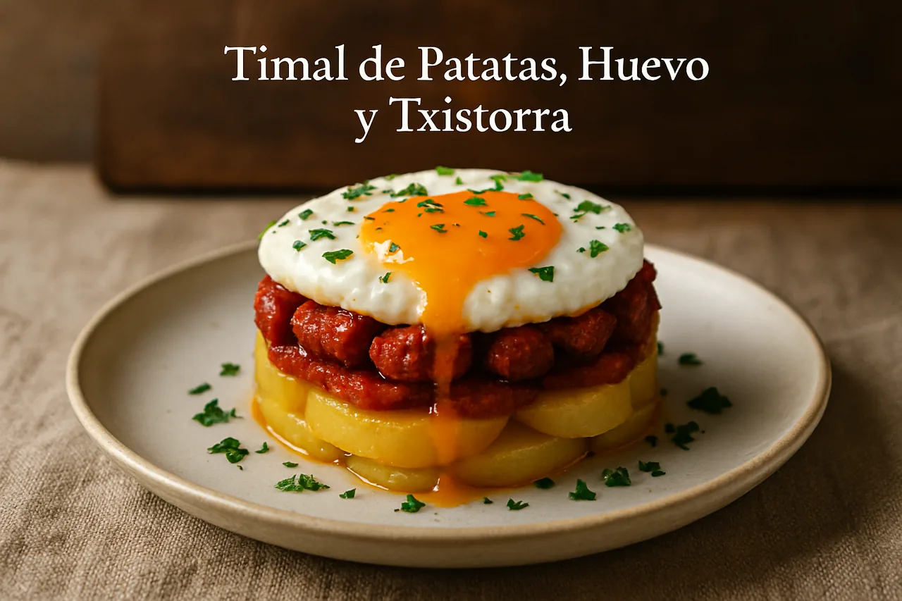Foto de Timbal de Patatas, Huevo y Txistorra