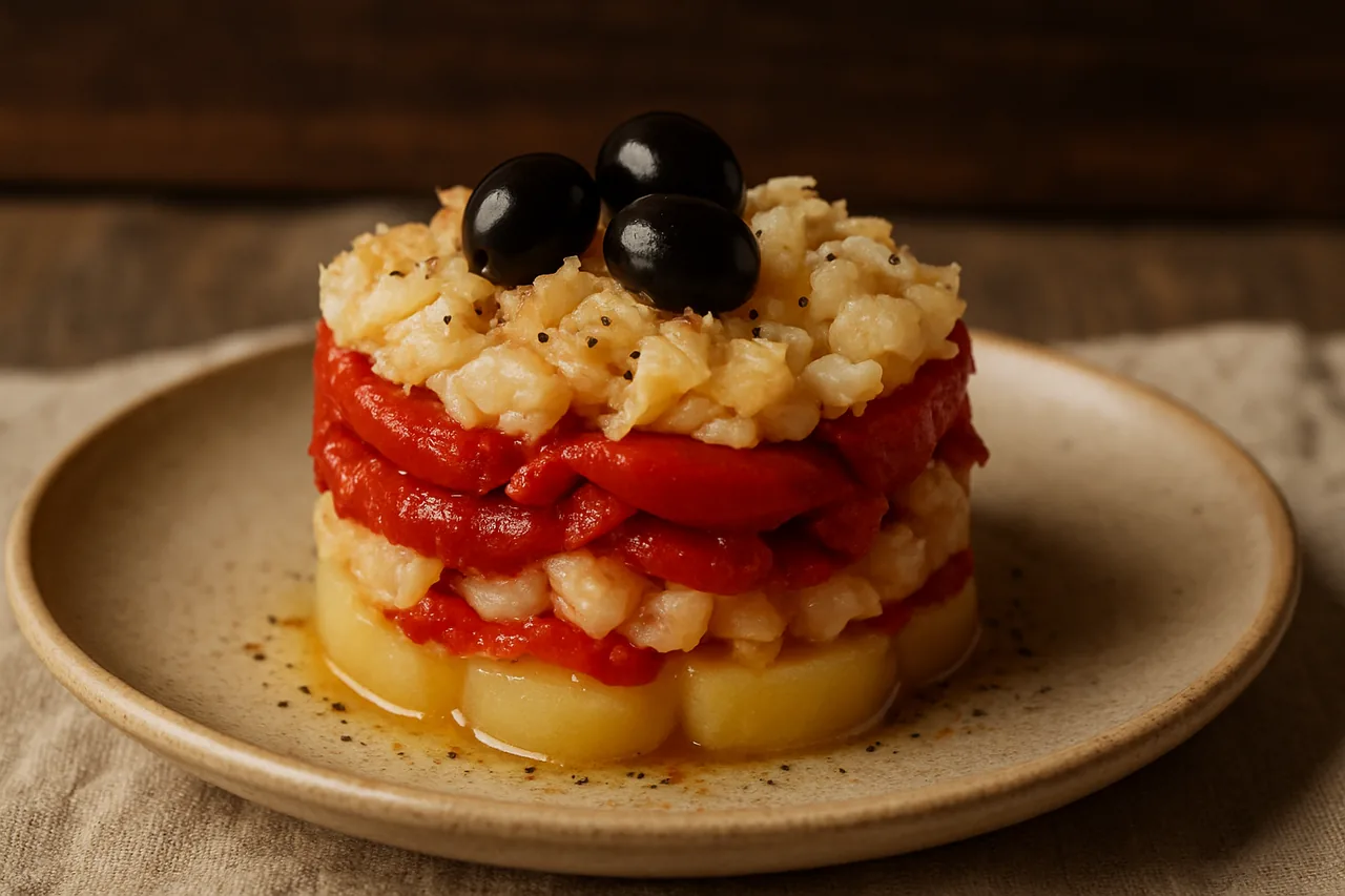 Foto de Timbales de patata, pimiento y bacalao