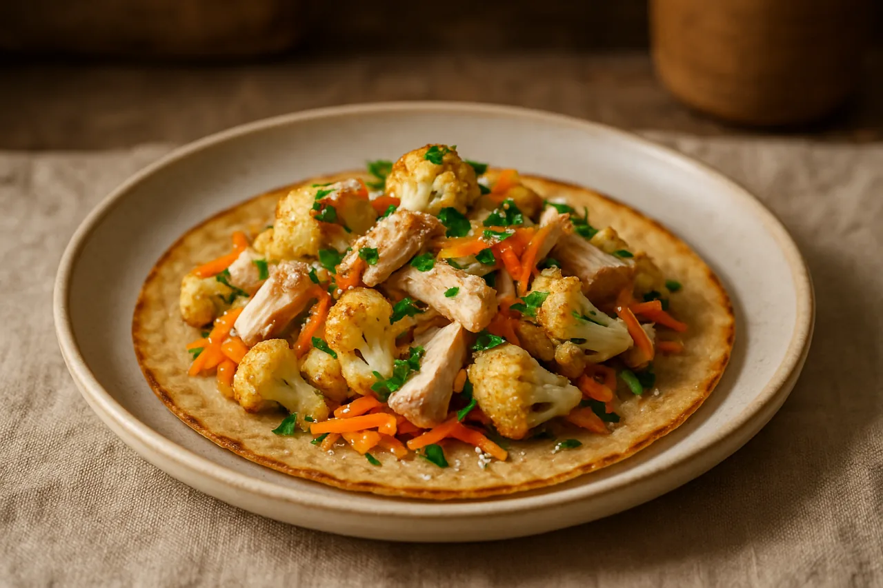 Foto de Tortilla de coliflor con zanahoria y pollo