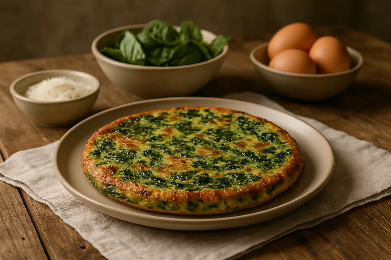Foto de Tortilla de Queso Parmesano con Espinacas