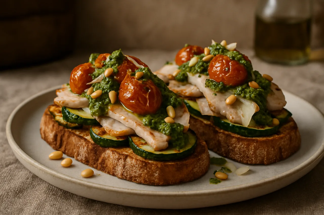 Foto de Tostas de Calabacín y Pavo al Pesto
