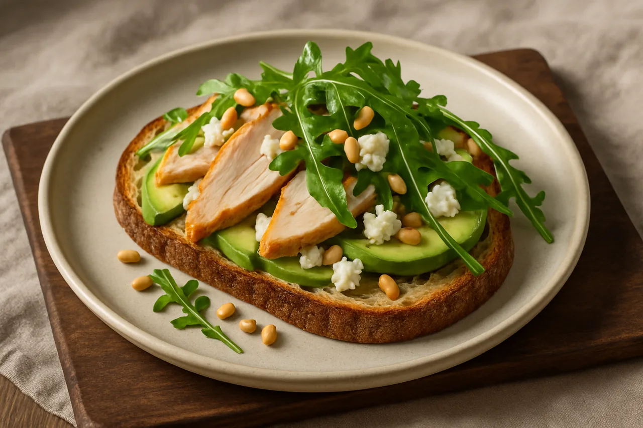 Foto de Tostas de pavo, aguacate y queso de cabra