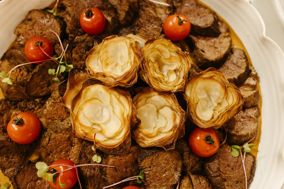 Foto de Tournedos de cordero con puré de boniato y patata azul