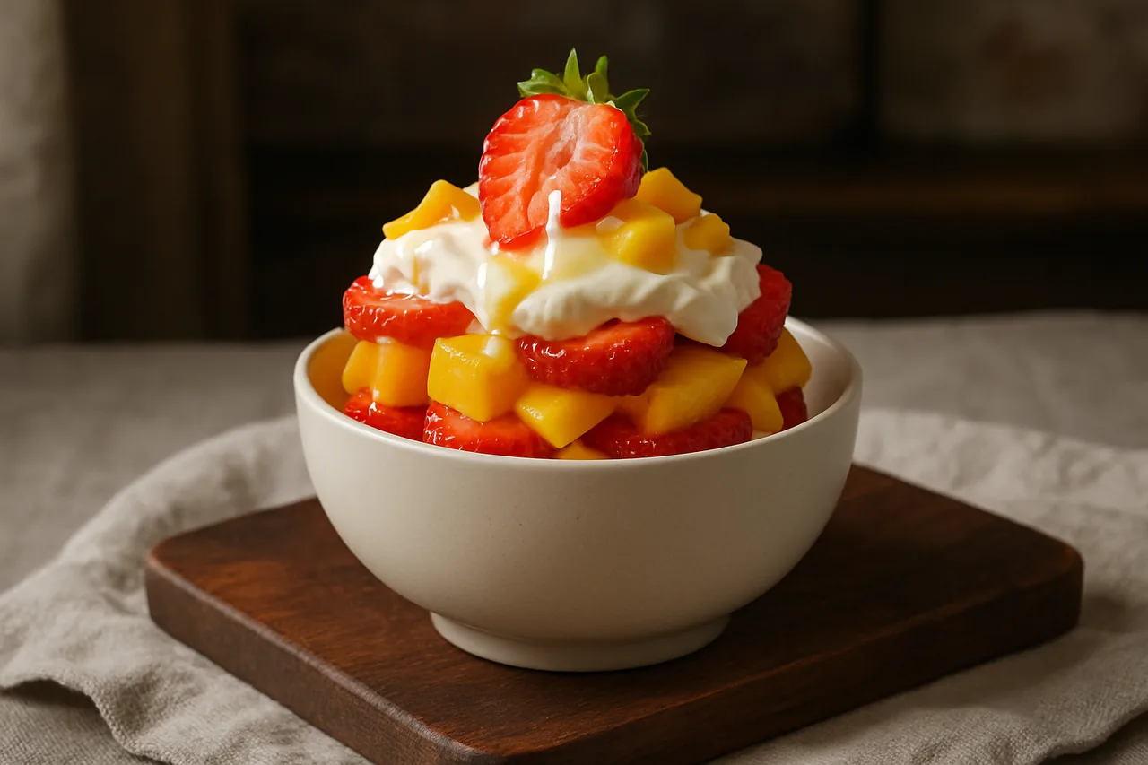 Foto de Vaso de Mango y Fresas