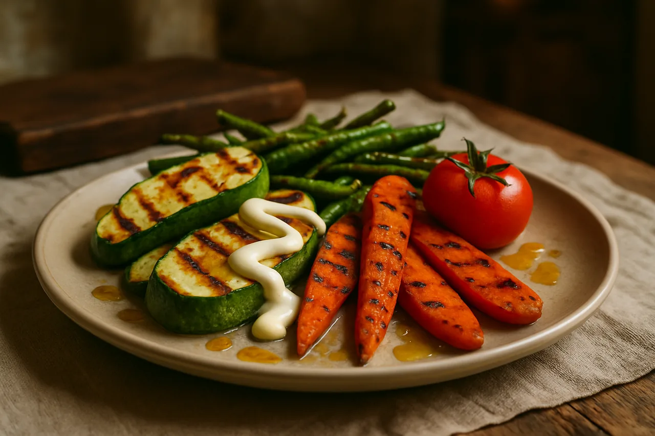 Foto de Verduras a la plancha con dos salsas