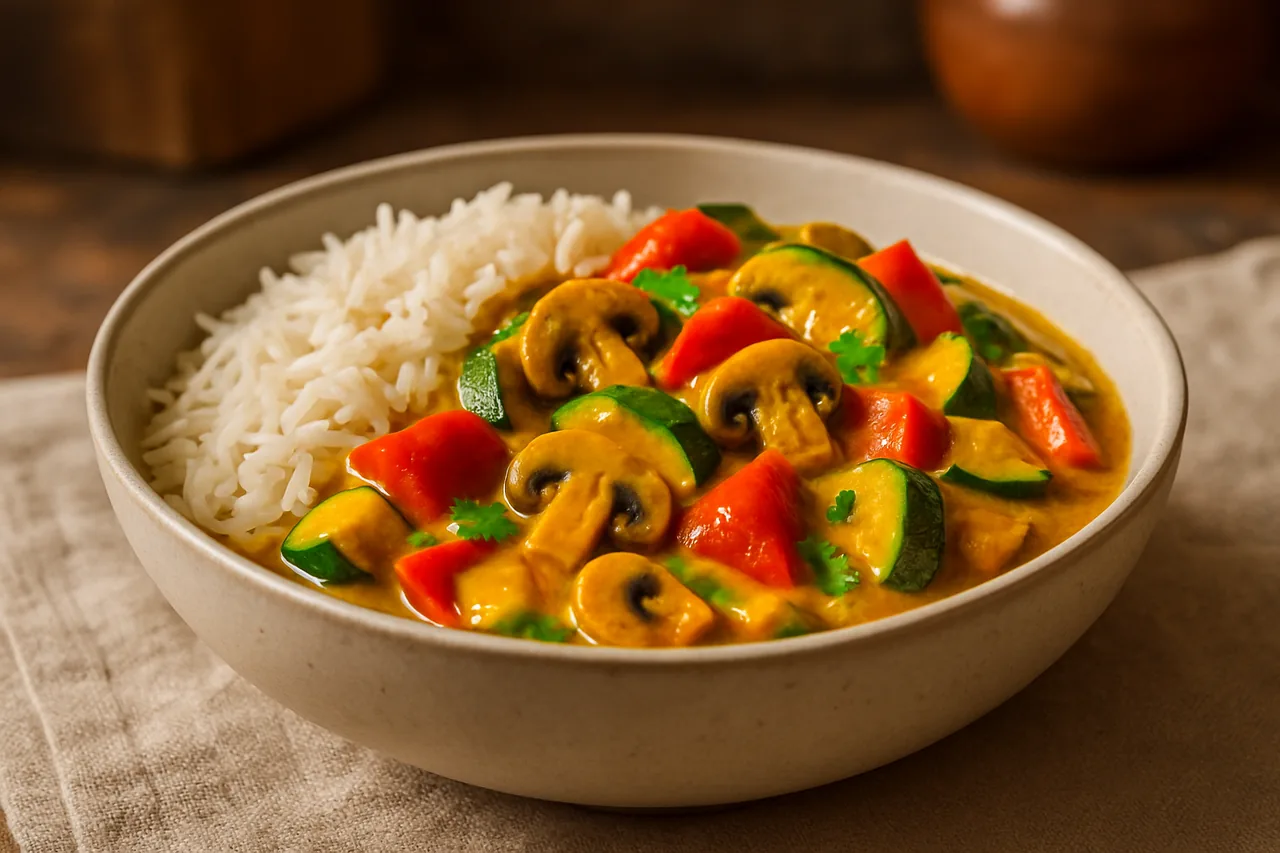 Foto de Verduras al curry con arroz basmati