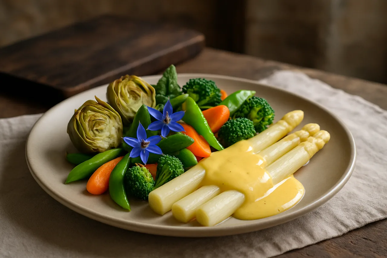 Foto de Verduras de temporada con salsa holandesa