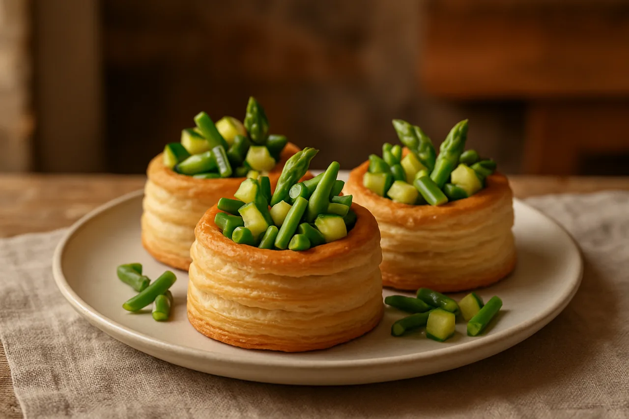 Foto de Volovanes de Verduras con Salsa de Calabacín